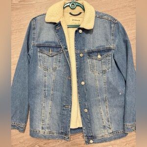 Stradivarius Blue Jean Jacket with Cream Lining